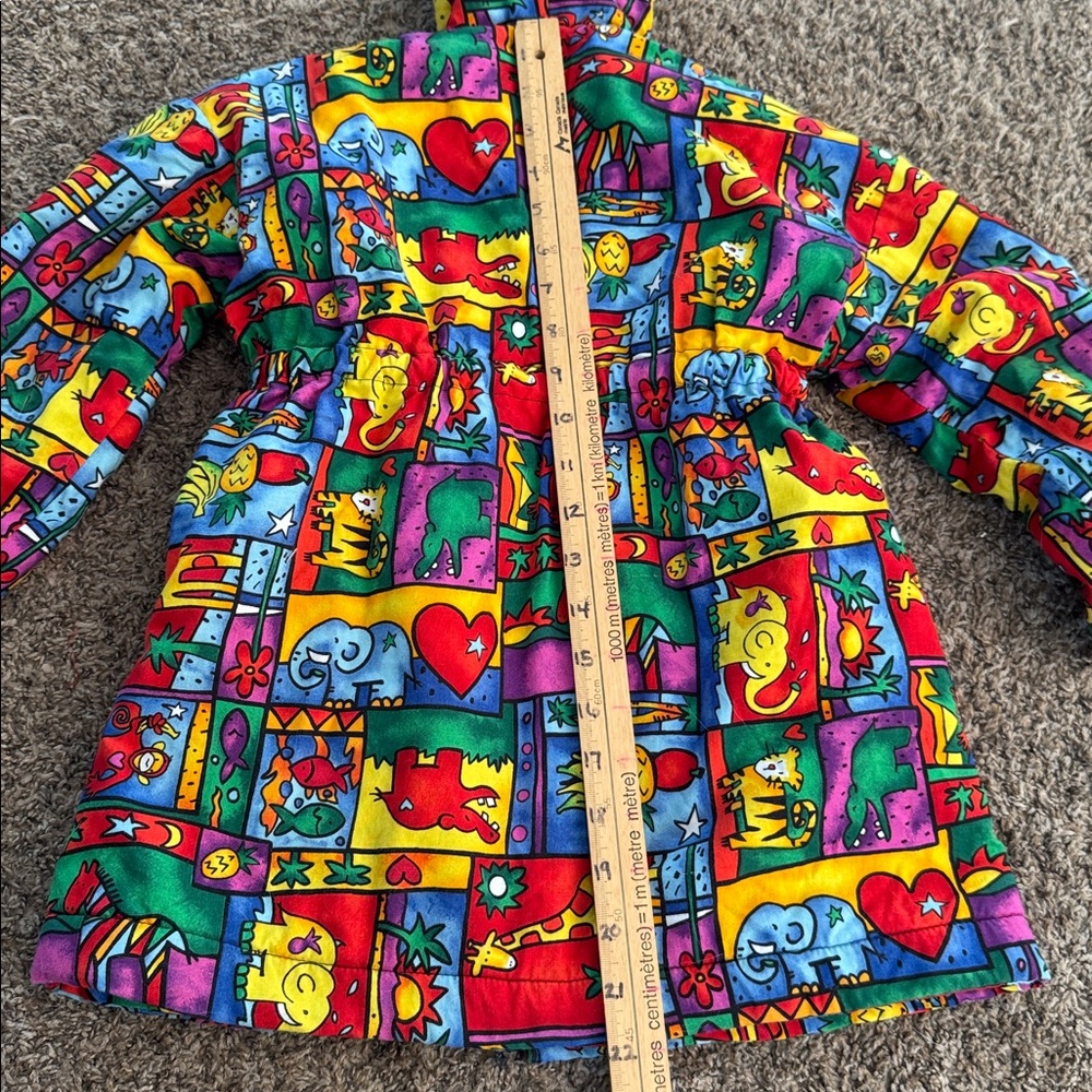 Vintage Quilted Kids Colourful Jacket With Animals - Picture 7 of 9